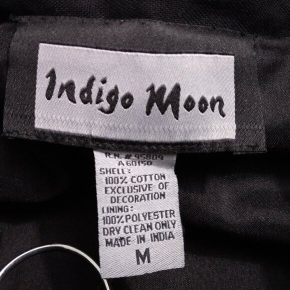 Indigo Moon | Black Embroidered Artsy Boho Duster Coat Jacket | Size M - Picture 10 of 10